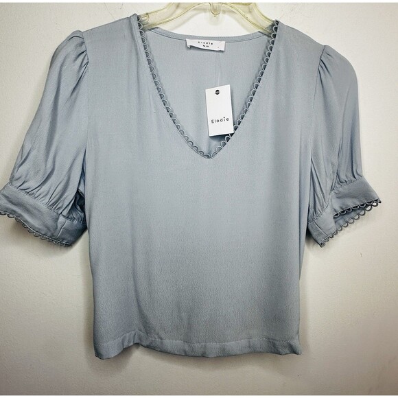 🌻NEW (with tag) Nordstrom Elodie Light Blue Lace Croppedpuff Sleeve Size XS. - Picture 2 of 5